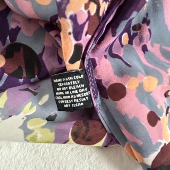 W118 By Walter Baker Womens Abstract Print Sheer Button-Down Shirt Medium Purple - Picture 8 of 8